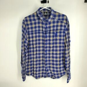 Under Armour Shirt Men's Large Flannel Tradesman Flex Blue Plaid Vented